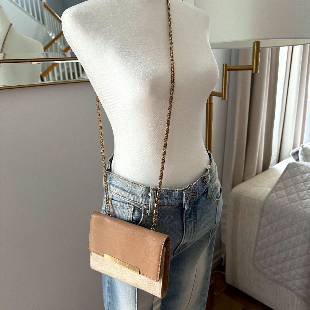ALDO faux snakeskin, beige clutch